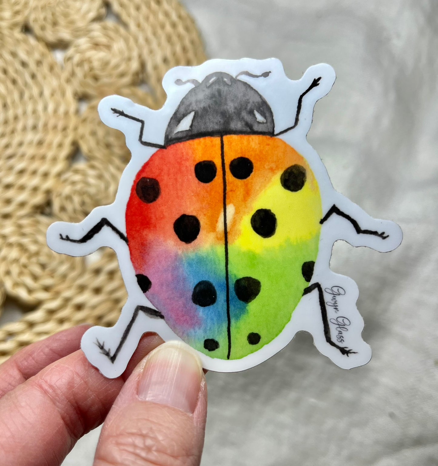 Rainbow Bug Sticker, 3 x 3 in.