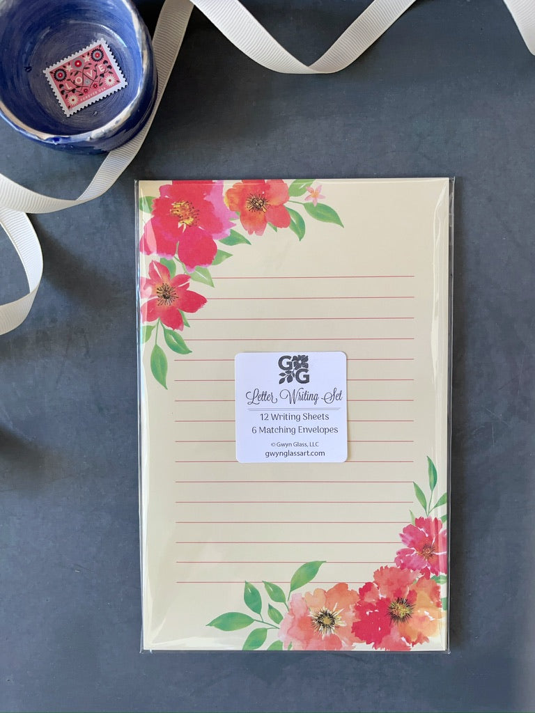 Letter Writing Kit - Orange Florals