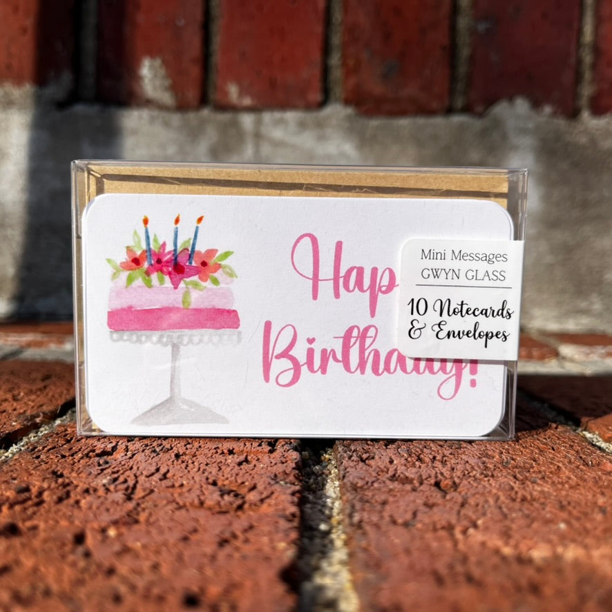 Mini Messages - Happy Birthday Pink Cake with Flowers