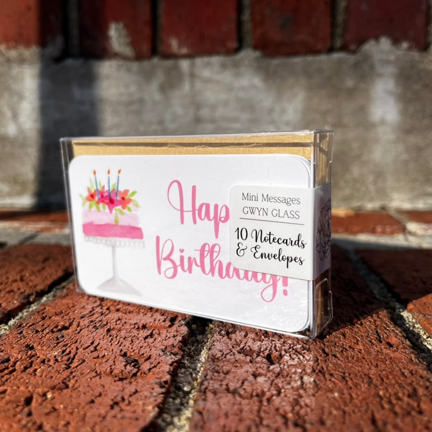 Mini Messages - Happy Birthday Pink Cake with Flowers
