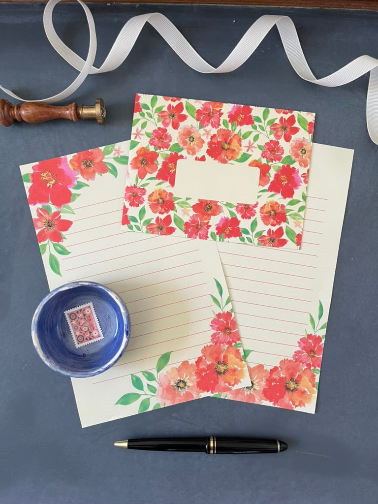 Letter Writing Kit - Orange Florals