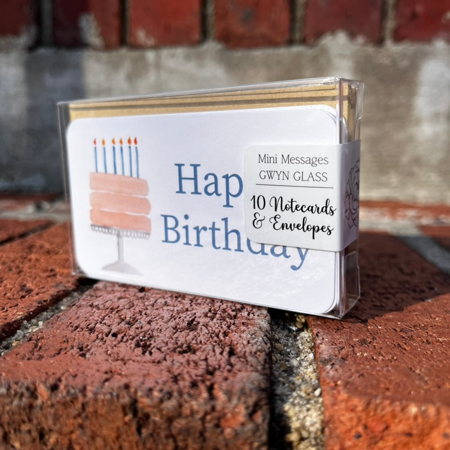 Mini Messages - Birthday Cake with Blue Candles