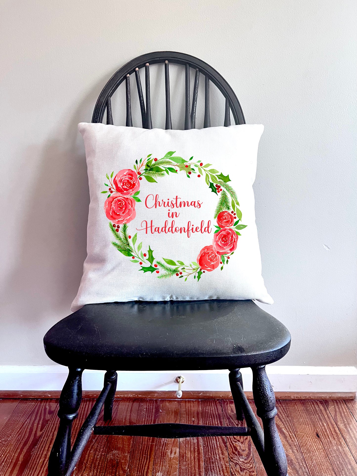 Personalized Watercolor Christmas Wreath