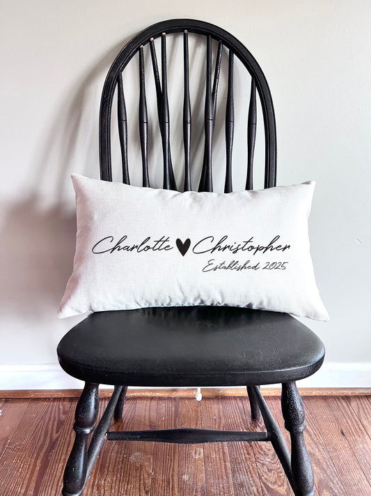 Personalized Couple Pillow with Solid Heart