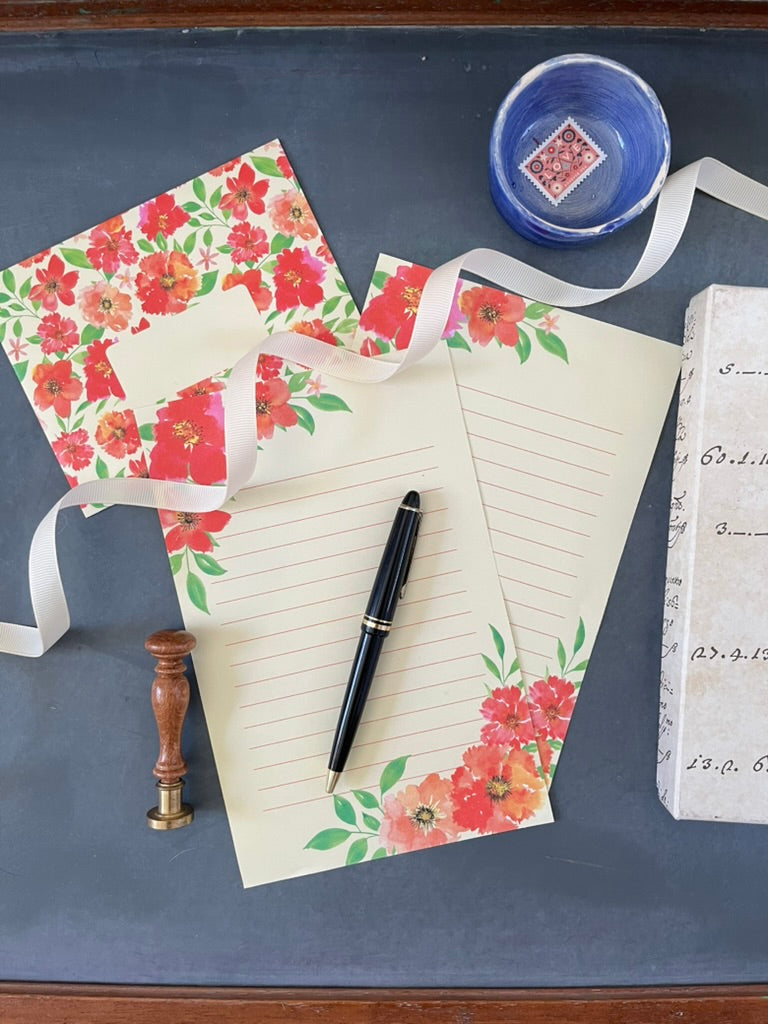 Letter Writing Kit - Orange Florals