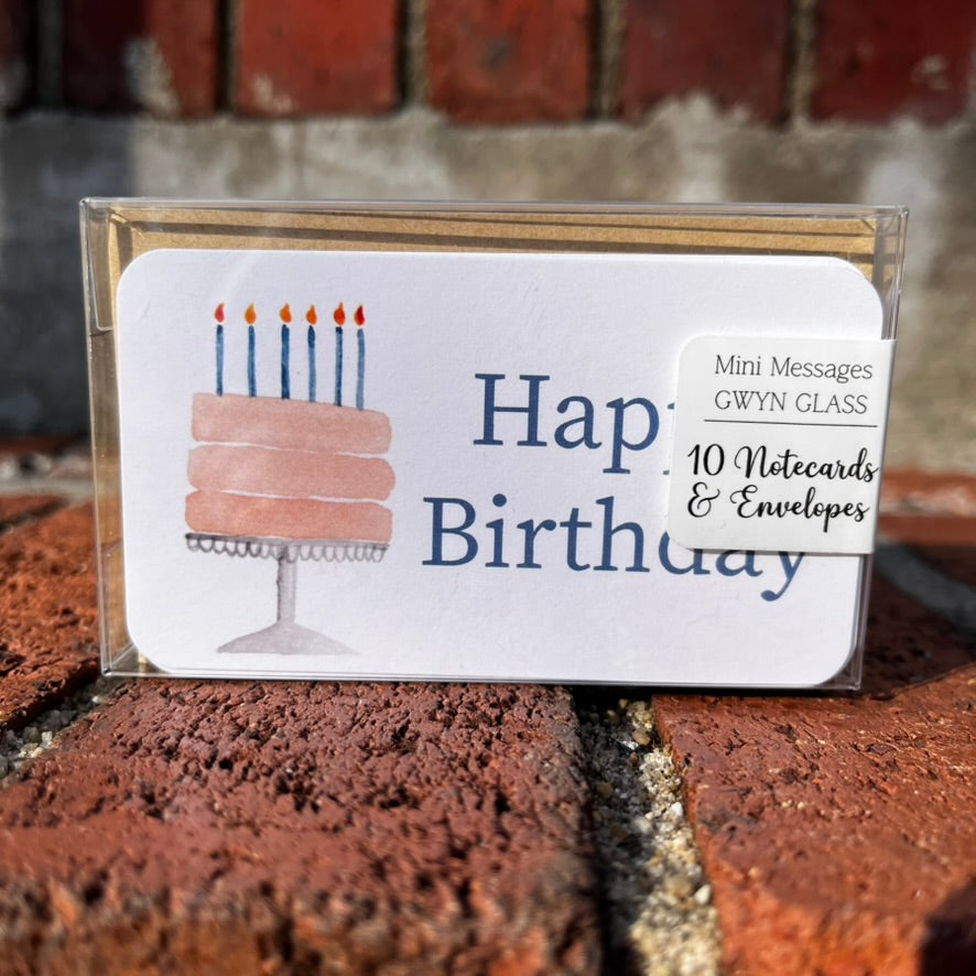 Mini Messages - Birthday Cake with Blue Candles