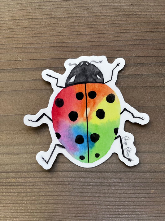 Rainbow Bug Sticker, 3 x 3 in.