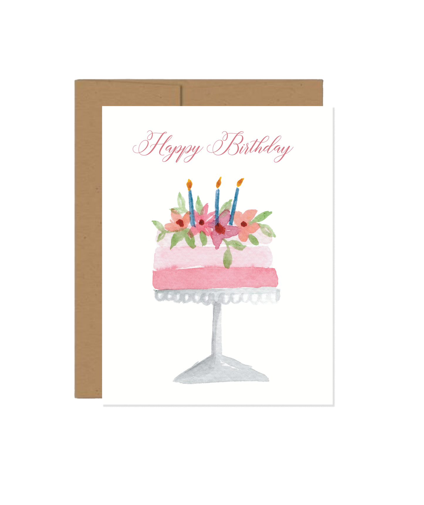Happy Birthday Cake with Florals Card