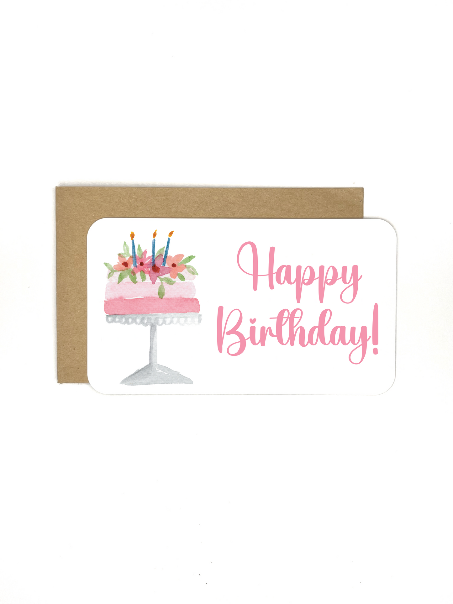 Mini Messages - Happy Birthday Pink Cake with Flowers