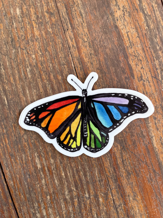 Rainbow Butterfly Sticker, 2 x 3 in.